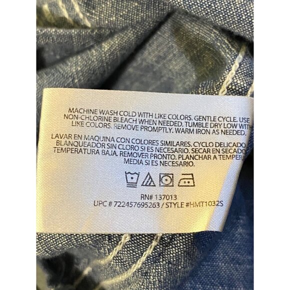 Woolrich Shirt Mens L Used Blue Button Short Sleeve - Picture 8 of 11